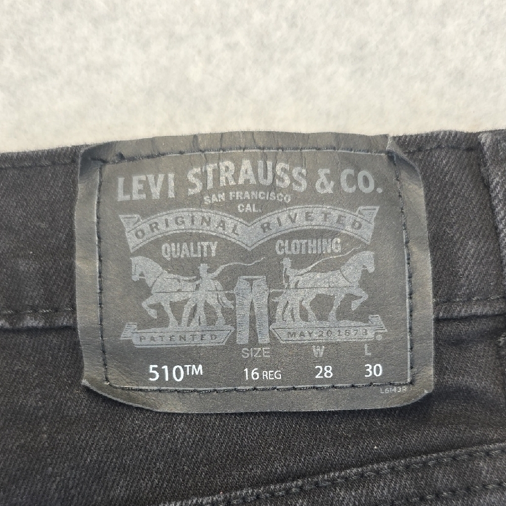 Levi’s 510 Skinny Jeans Black Stretch Denim Youth 16 Reg W28 L30 - Picture 10 of 11